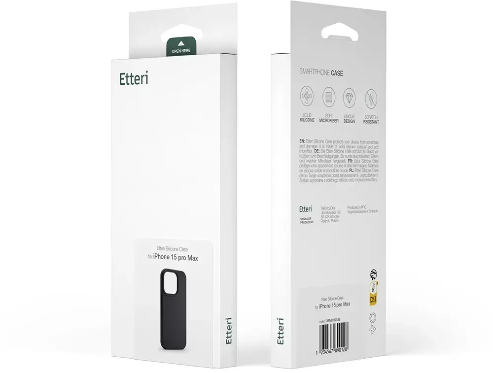 Dėklas Telforceone Etteri Silicone Apple iPhone 15 Pro 6,1" juodos spalvos