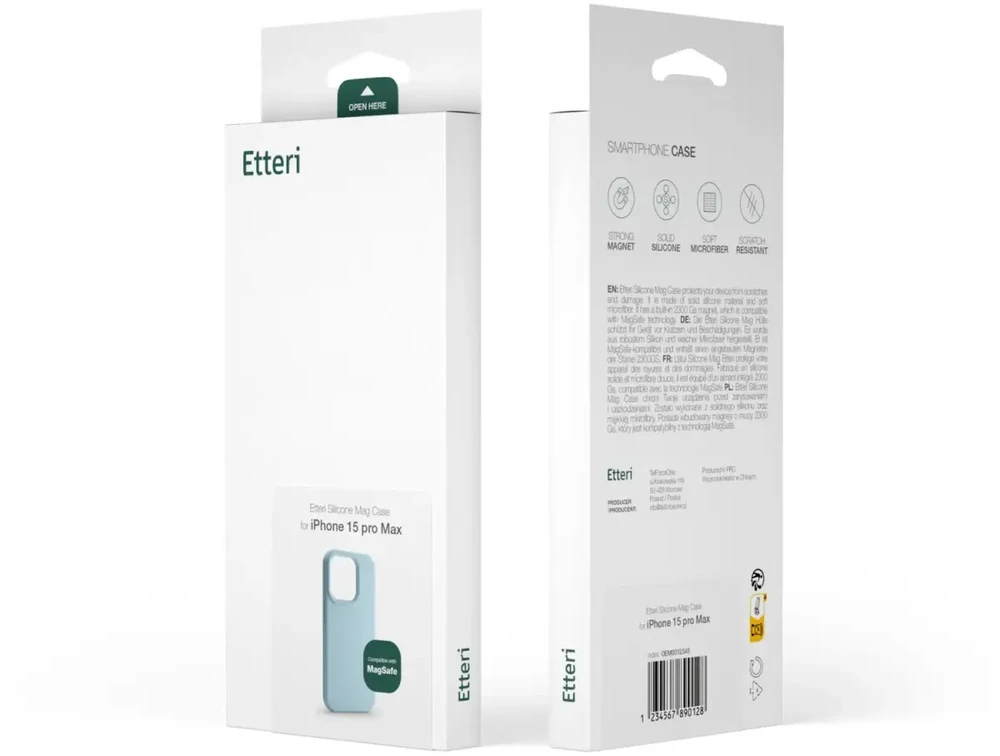 Dėklas Telforceone Etteri Silicone Mag Apple iPhone 15 6,1" žydros spalvos