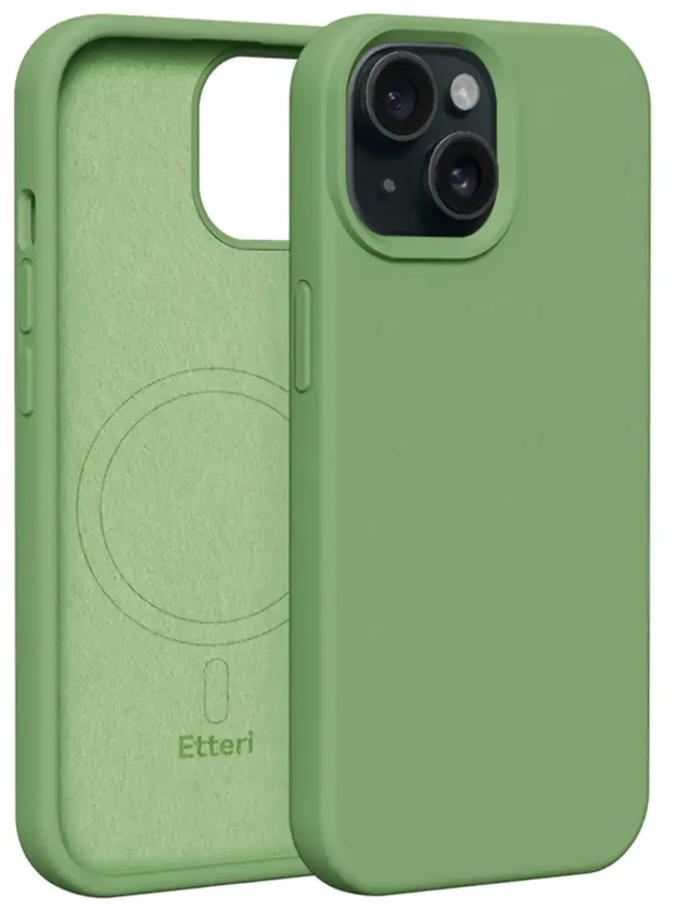 Dėklas Telforceone Etteri Silicone Mag Apple iPhone 13 6,1" šviesiai žalios spalvos