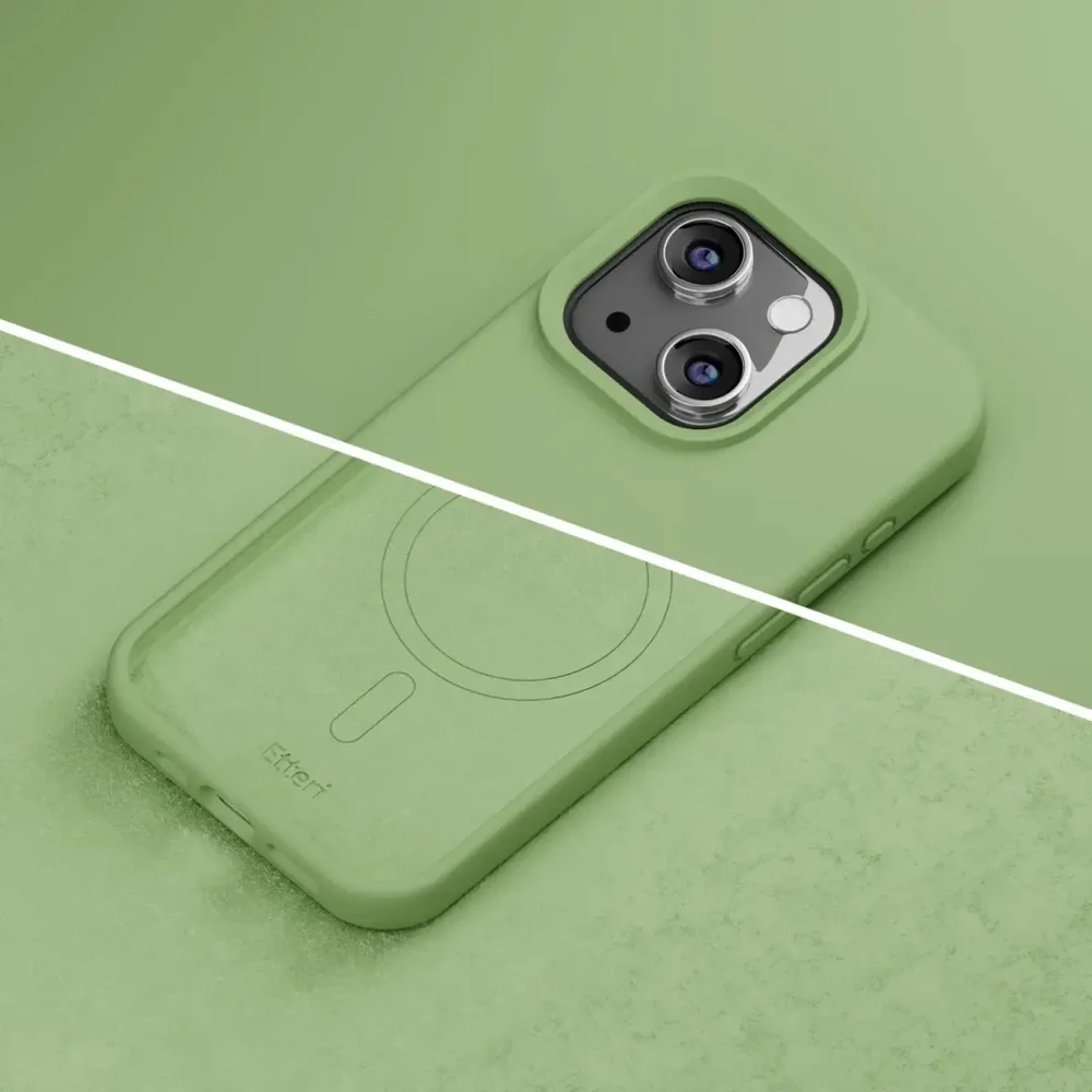 Dėklas Telforceone Etteri Silicone Mag Apple iPhone 13 6,1" šviesiai žalios spalvos