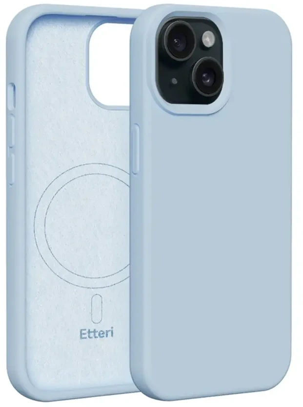 Dėklas Telforceone Etteri Silicone Mag Apple iPhone 15 6,1" žydros spalvos