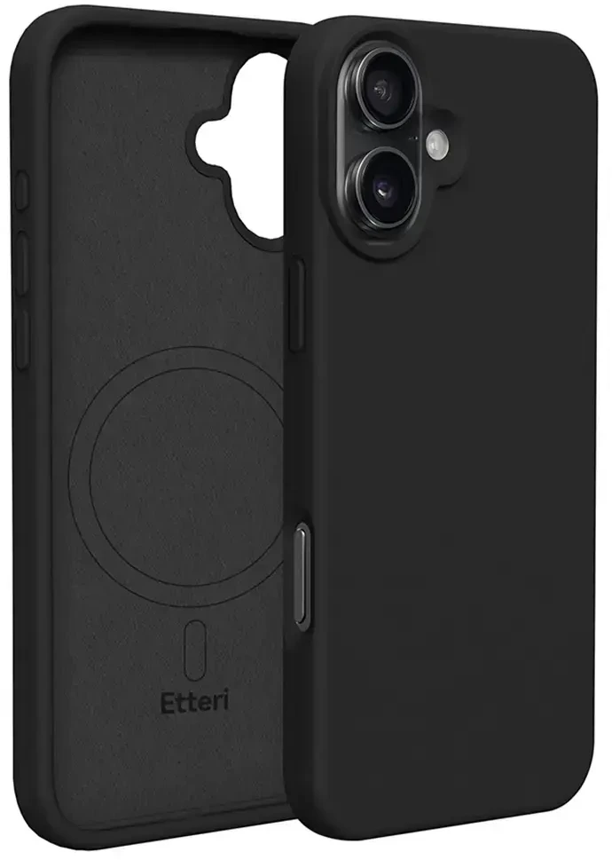 Dėklas Telforceone Etteri Silicone Mag Apple iPhone 16 6,1" juodos spalvos