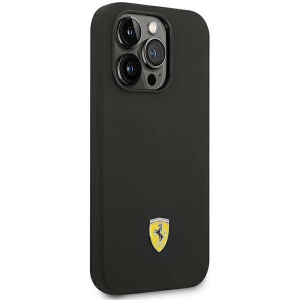 Dėklas Ferrari FESSIHMP14XBK iPhone 14 Pro Max 6.7" juoda/juodas hardcase Silicone Metal Logo Magsafe