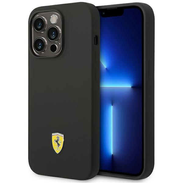 Dėklas Ferrari FESSIHMP14XBK iPhone 14 Pro Max 6.7" juoda/juodas hardcase Silicone Metal Logo Magsafe