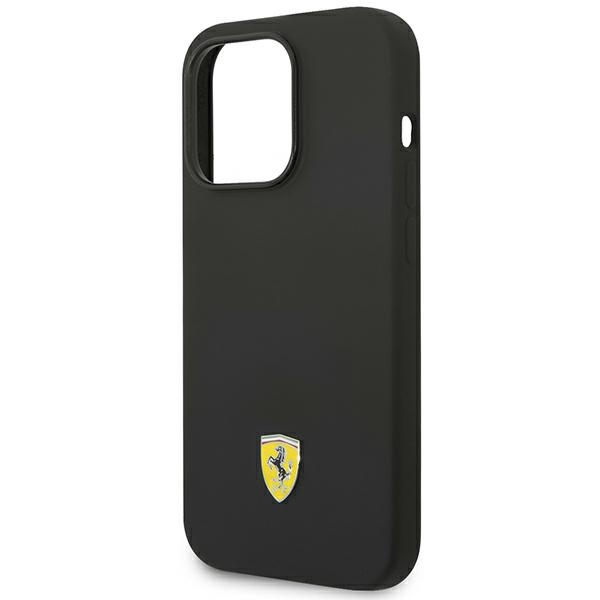 Dėklas Ferrari FESSIHMP14XBK iPhone 14 Pro Max 6.7" juoda/juodas hardcase Silicone Metal Logo Magsafe