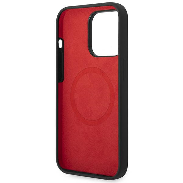 Dėklas Ferrari FESSIHMP14XBK iPhone 14 Pro Max 6.7" juoda/juodas hardcase Silicone Metal Logo Magsafe