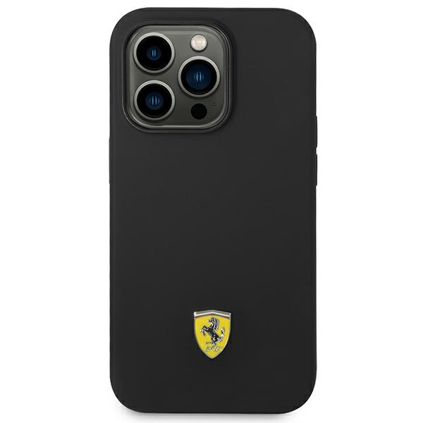 Dėklas Ferrari FESSIHMP14XBK iPhone 14 Pro Max 6.7" juoda/juodas hardcase Silicone Metal Logo Magsafe