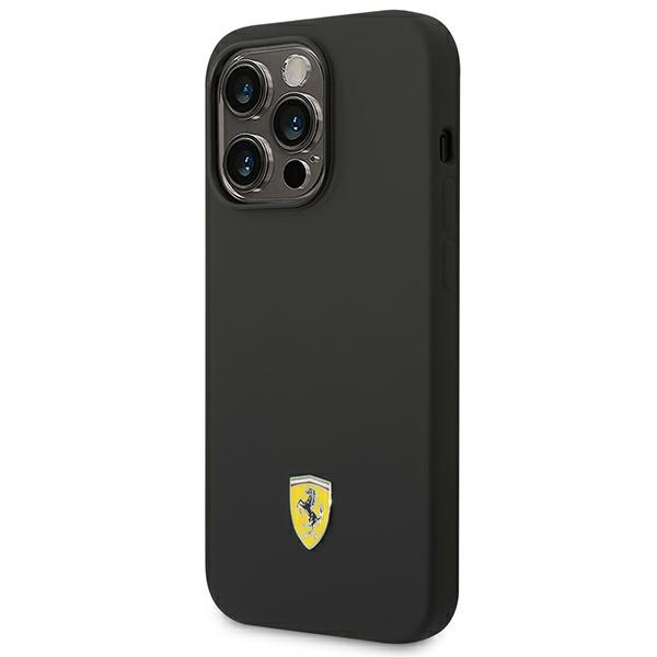 Dėklas Ferrari FESSIHMP14XBK iPhone 14 Pro Max 6.7" juoda/juodas hardcase Silicone Metal Logo Magsafe
