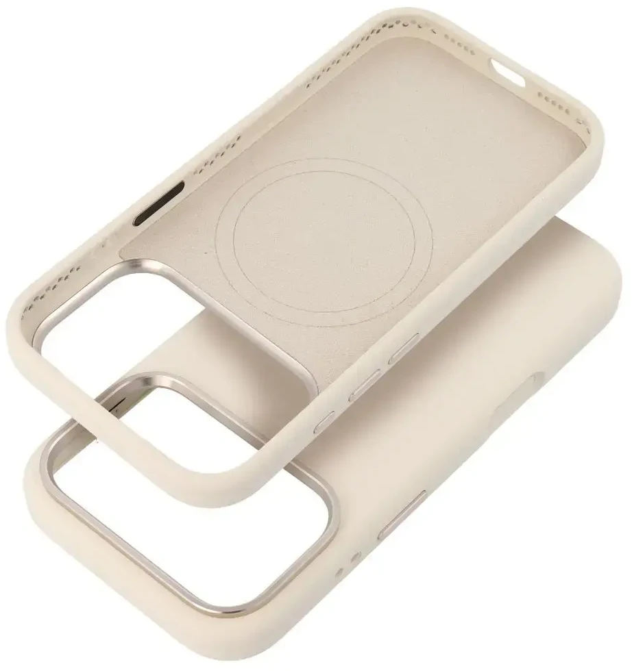 „iPhone 15“ dėklas „Forcell F-Protect Frame Premium“, suderinamas su „Magsafe“ antikvarinėmis baltomis