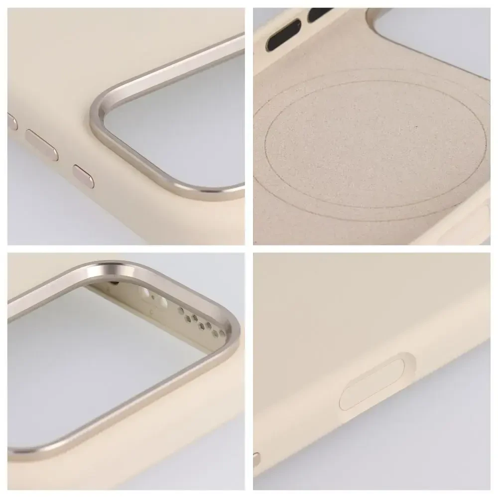 „iPhone 15“ dėklas „Forcell F-Protect Frame Premium“, suderinamas su „Magsafe“ antikvarinėmis baltomis