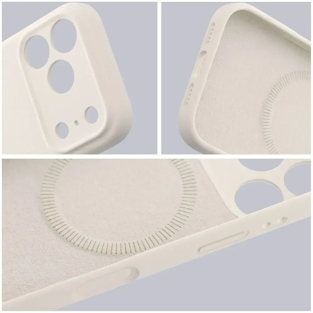 „iPhone 15“ dėklas „Forcell F-Protect Rubber Premium“, suderinamas su „MagSafe“ antikvarinėmis baltomis
