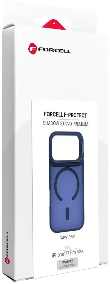 „iPhone 17 Pro Max / 18 Pro Max“ dėklas „Forcell F-Protect Shadow Stand Premium“, suderinamas su „MagSafe“, tamsiai mėlynas