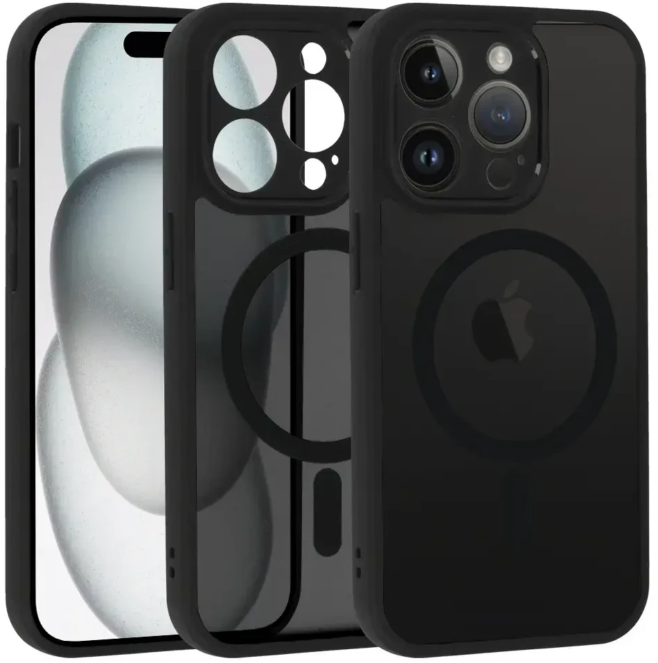 Topt Visiškai matinis Mag dėklas, skirtas iPhone 14 Pro, juodos spalvos
