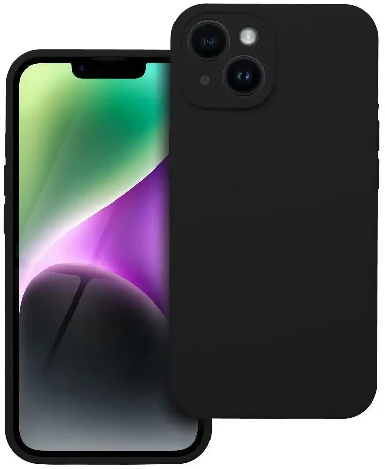 Oem dėklas iPhone 14 silikoninis 2 mm (kameros apsauga) juodas