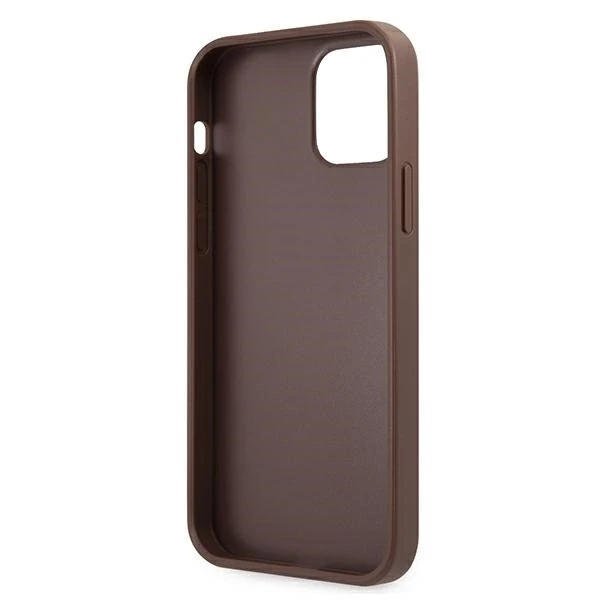 Dėklas Guess GUHCP12M4GMGBR skirtas Apple iPhone 12/12 Pro 6.1", rudas