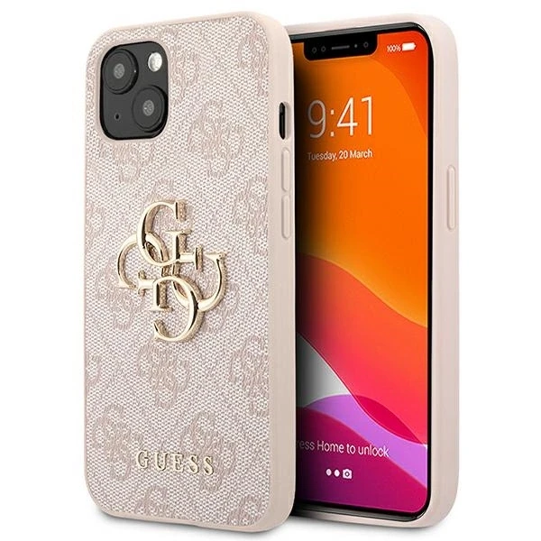 Apple iPhone 13 6,1″ Guess dėklas 4G Big Metal Logo GUHCP13M4GMGPI rožinės spalvos