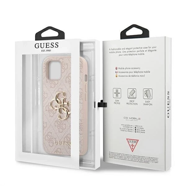 Apple iPhone 13 6,1″ Guess dėklas 4G Big Metal Logo GUHCP13M4GMGPI rožinės spalvos
