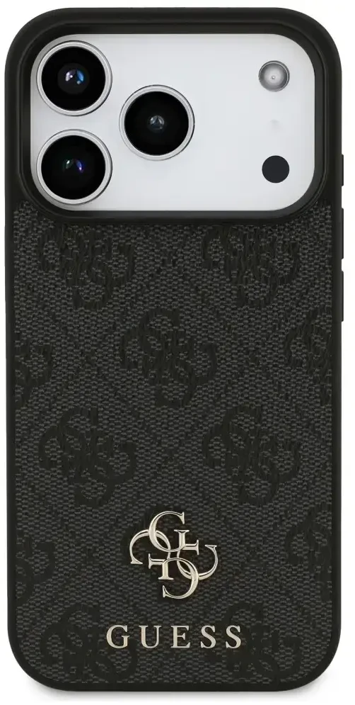 Guess 4G Small Classic Logo MagSafe dėklas, skirtas iPhone 18 Pro / 17 Pro, juodas