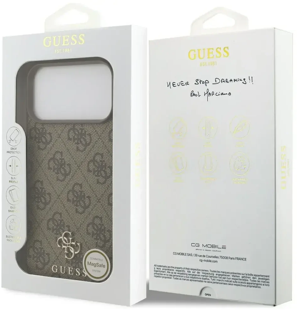 Dėklas Guess 4G Small Classic Logo MagSafe Case for iPhone 17 Pro Max / 18 Pro Max - Brown