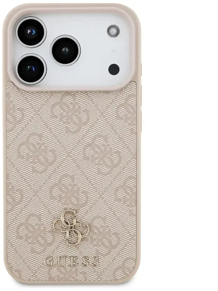 Guess 4G Small Classic Logo MagSafe dėklas, skirtas iPhone 18 Pro / 17 Pro, rožinis