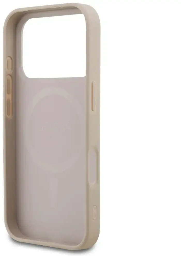 Guess 4G Small Classic Logo MagSafe dėklas, skirtas iPhone 18 Pro / 17 Pro, rožinis
