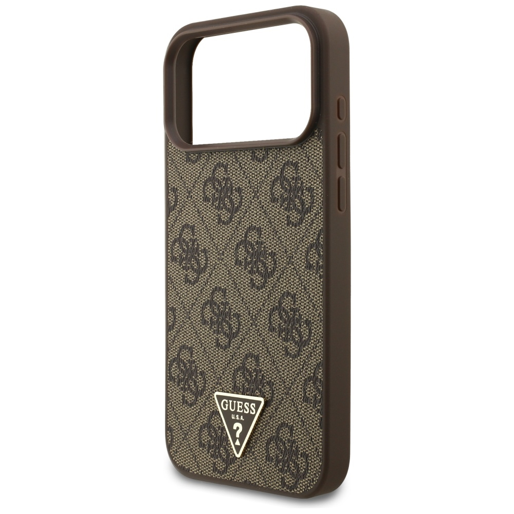 Original dėklas GUESS 4G Strap Triangle Logo MagSafe skirtas Apple iPhone 17 Pro Max rudos spalvos