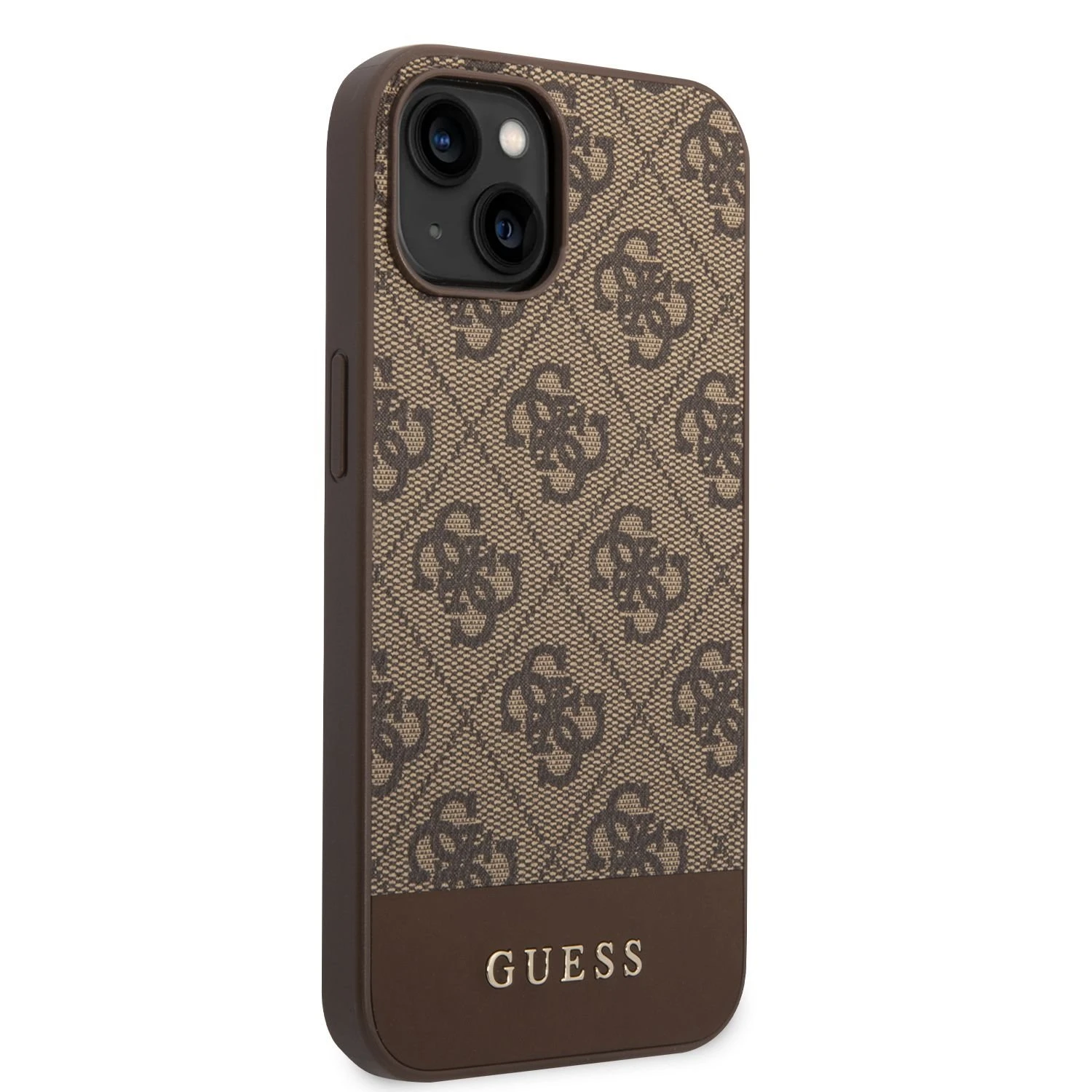 Dėklas GUESS Hardcase 4G Stripe Collection GUHCP14MG4GLBR galinis dangtelis, Apple, iPhone 14 Plus, ruda, 6,7 colio
