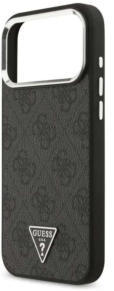 Dėklas Guess 4G Triangle Logo MagSafe Case for iPhone 17 Pro Max / 18 Pro Max - Juodas & Sidabrinis
