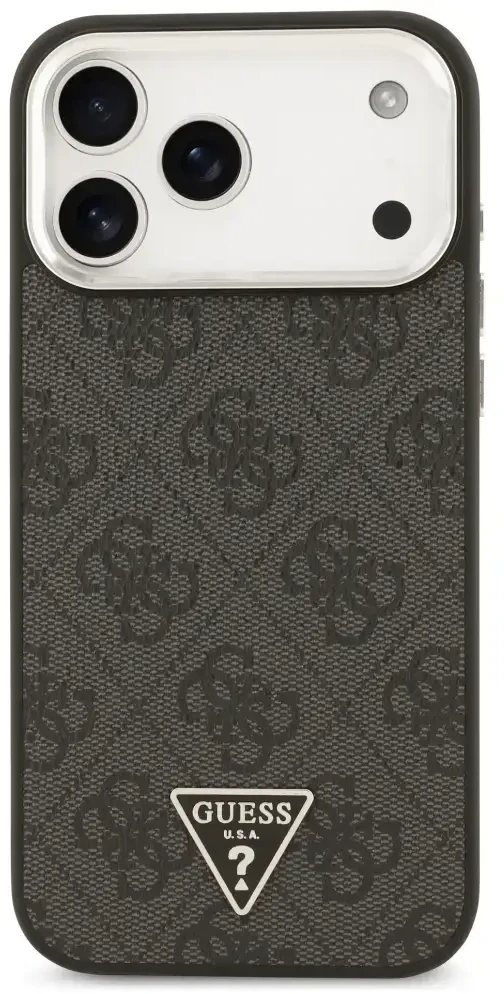 Dėklas Guess 4G Triangle Logo MagSafe Case for iPhone 17 Pro Max / 18 Pro Max - Juodas & Sidabrinis