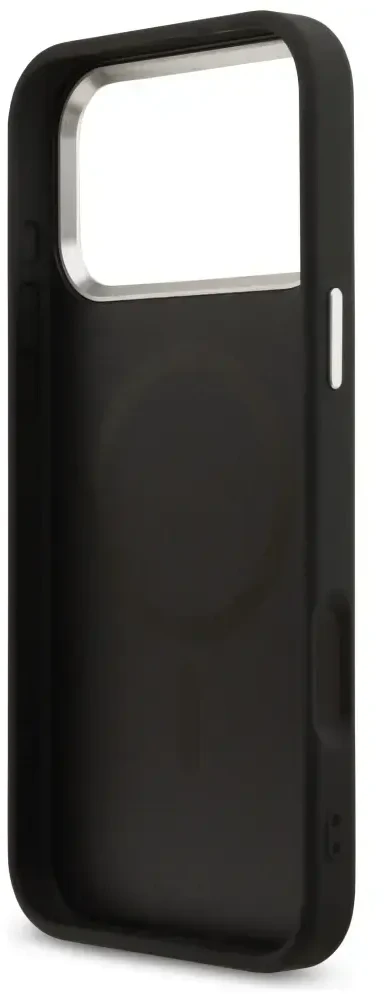 Dėklas Guess 4G Triangle Logo MagSafe Case for iPhone 17 Pro Max / 18 Pro Max - Juodas & Sidabrinis