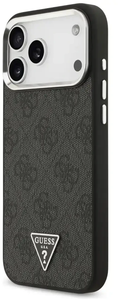 Dėklas Guess 4G Triangle Logo MagSafe Case for iPhone 17 Pro Max / 18 Pro Max - Juodas & Sidabrinis