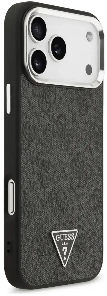 Dėklas Guess 4G Triangle Logo MagSafe Case for iPhone 17 Pro Max / 18 Pro Max - Juodas & Sidabrinis