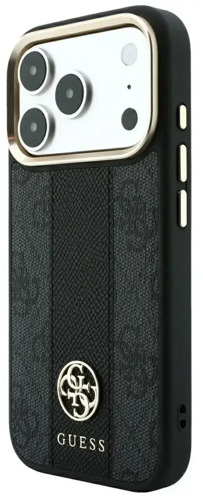Dėklas Guess 4G with Stripe Round and Classic Logos MagSafe do iPhone 18 Pro Max / 17 Pro Max juoda