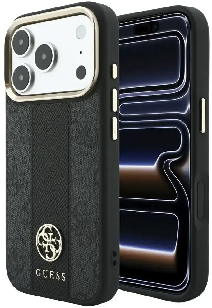 Dėklas Guess 4G with Stripe Round and Classic Logos MagSafe do iPhone 18 Pro Max / 17 Pro Max juoda