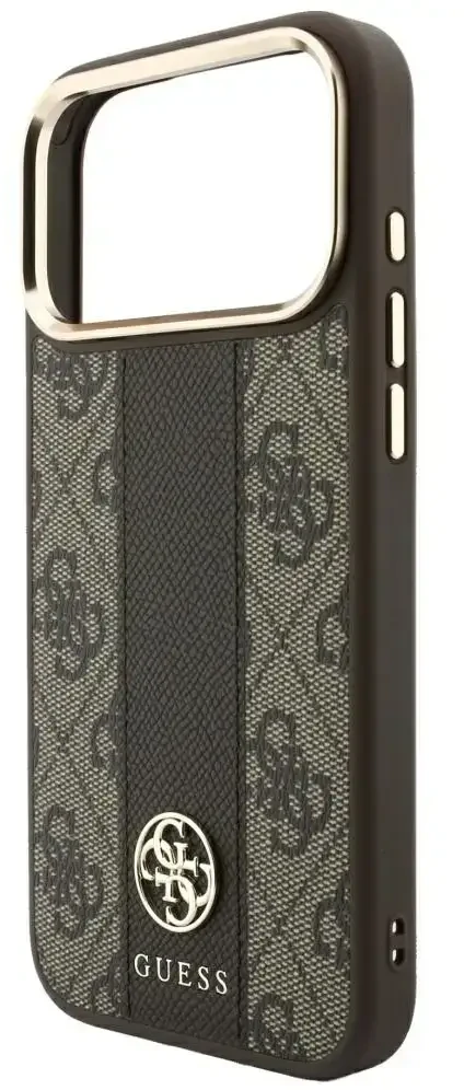Dėklas Guess 4G with Stripe Round and Classic Logos MagSafe do iPhone 18 Pro Max / 17 Pro Max ruda