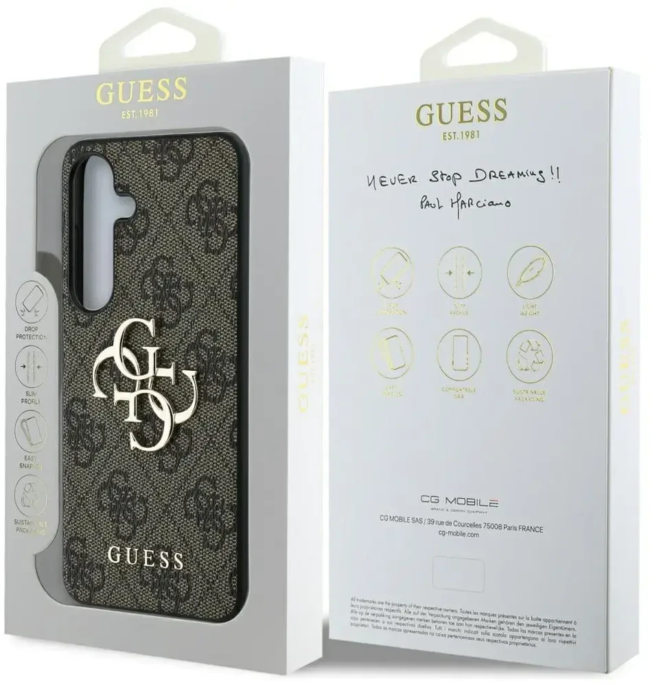 Guess Big 4G Logo Classic Logo Samsung Galaxy S25 Plus dėklas telefonui rudos spalvos