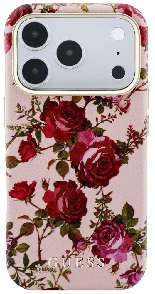 Dėklas Guess Blossom Roses Print MagSafe do iPhone 18 Pro Max / 17 Pro Max rožinė