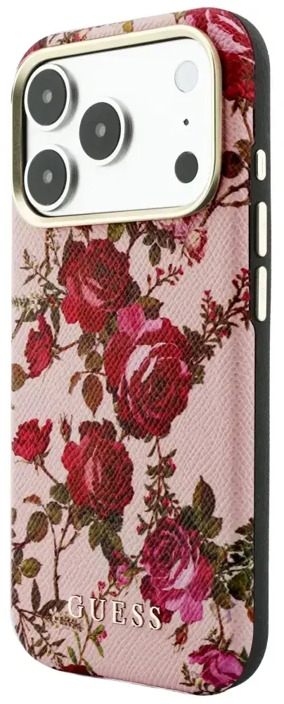Dėklas Guess Blossom Roses Print MagSafe do iPhone 18 Pro Max / 17 Pro Max rožinė