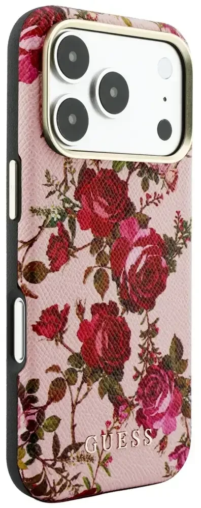 Dėklas Guess Blossom Roses Print MagSafe do iPhone 18 Pro / 17 Pro rožinė