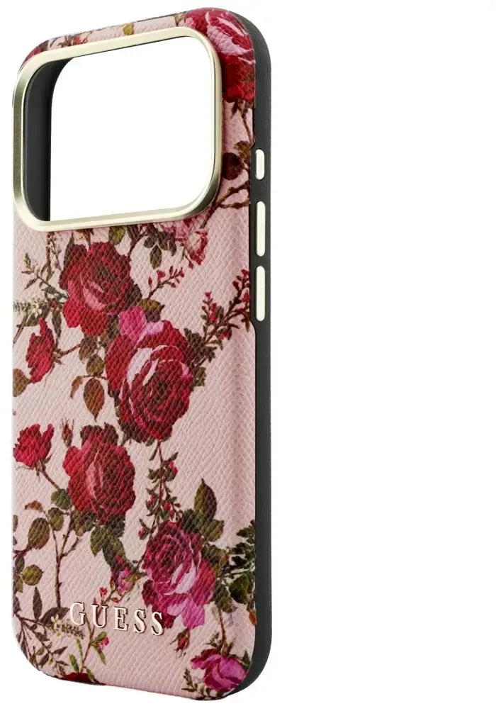 Dėklas Guess Blossom Roses Print MagSafe do iPhone 18 Pro / 17 Pro rožinė