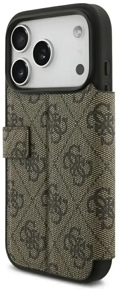 Dėklas Guess Book 4G Metal Logo do iPhone 18 Pro / 17 Pro ruda