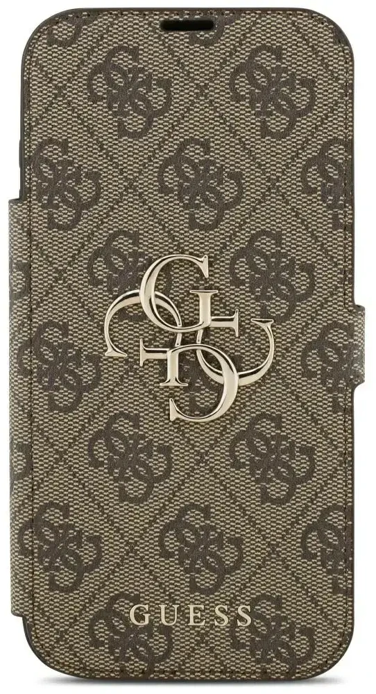 Dėklas Guess Book 4G Metal Logo do iPhone 18 Pro Max / 17 Pro Max ruda