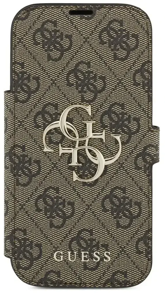 Dėklas Guess Book 4G Metal Logo do iPhone 18 Pro / 17 Pro ruda