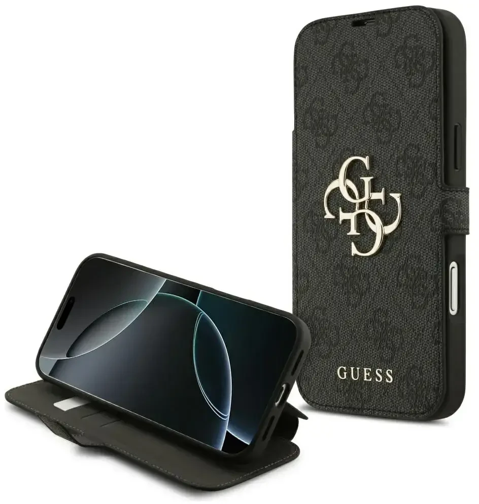 Dėklas Guess Book 4G Metal Logo do iPhone 18 Pro Max / 17 Pro Max juoda
