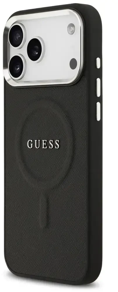 Dėklas Guess Classic Logo MagSafe telefonui 18 Pro Max / 17 Pro Max juodas