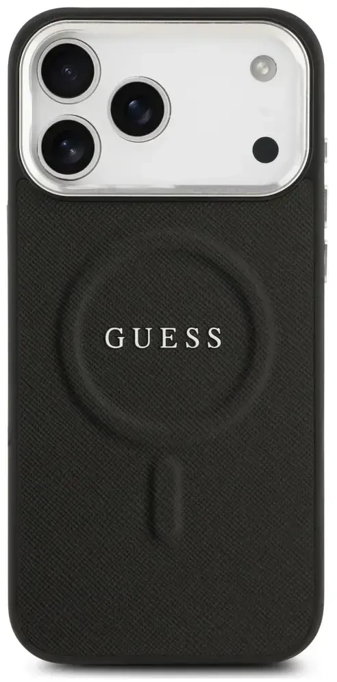 Dėklas Guess Classic Logo MagSafe telefonui 18 Pro Max / 17 Pro Max juodas