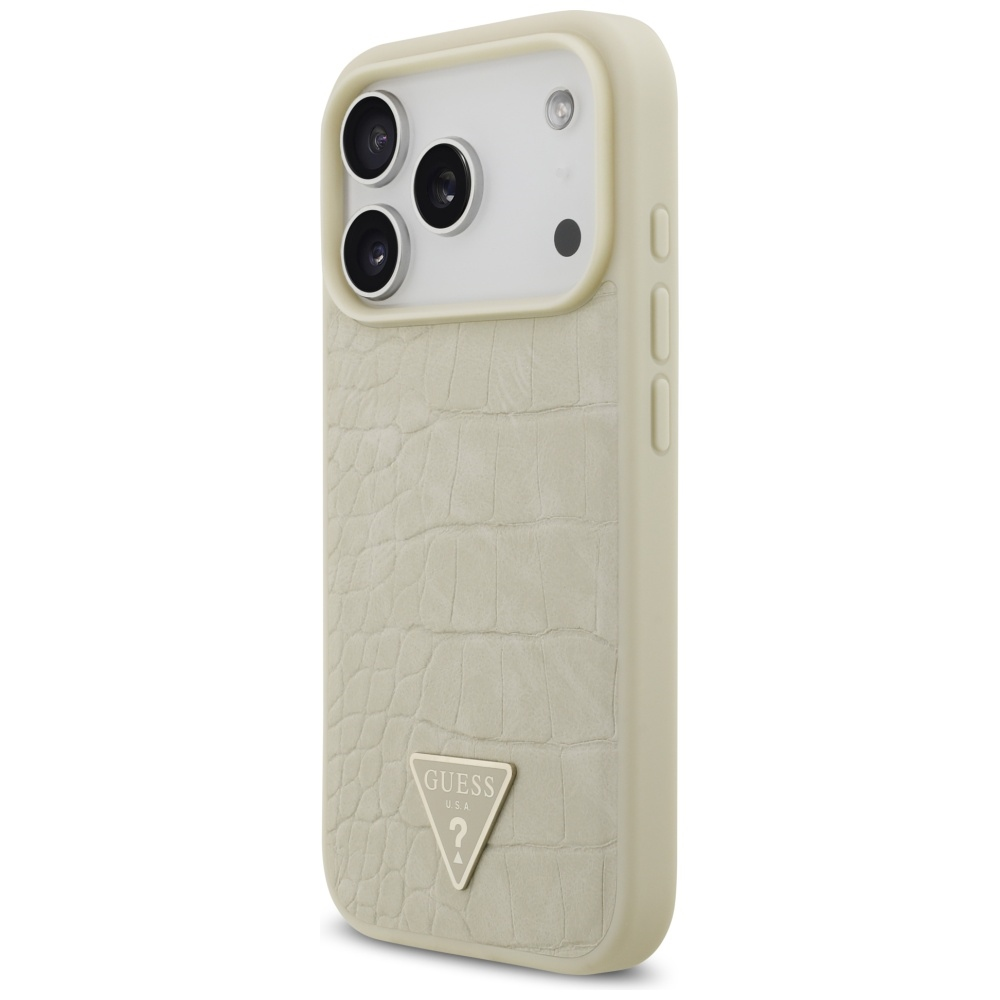 GUESS dėklas IPHONE 17 Pro, suderinamas su MagSafe GUHMP17LPCRTHCD (PU krokodilo trikampio logotipas) auksinis