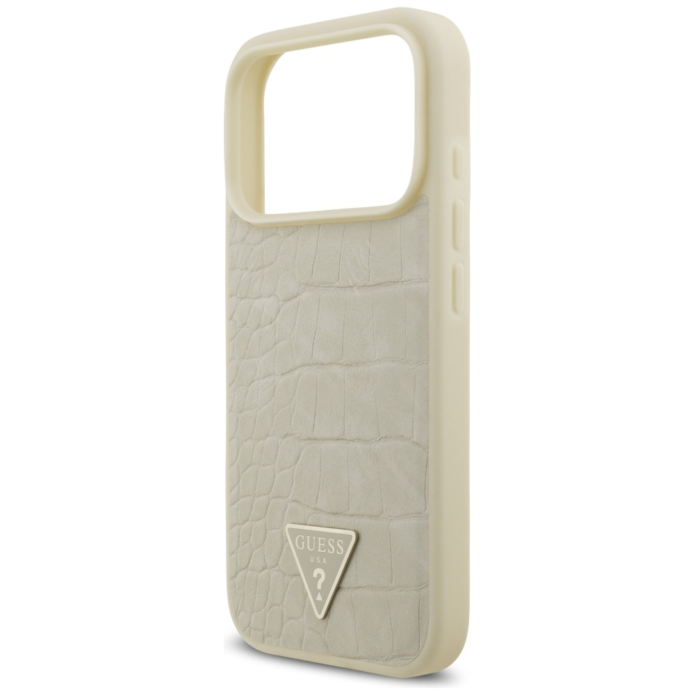 GUESS dėklas IPHONE 17 Pro, suderinamas su MagSafe GUHMP17LPCRTHCD (PU krokodilo trikampio logotipas) auksinis