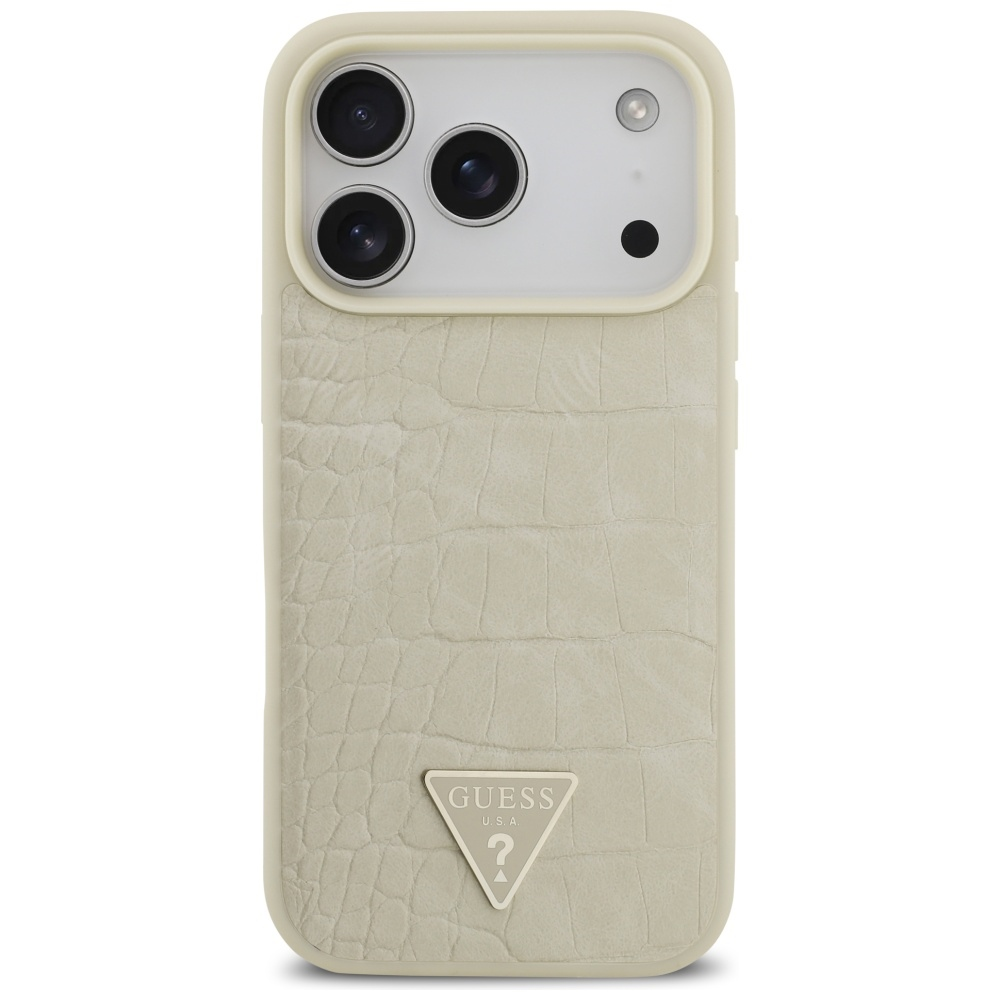 GUESS dėklas IPHONE 17 Pro, suderinamas su MagSafe GUHMP17LPCRTHCD (PU krokodilo trikampio logotipas) auksinis