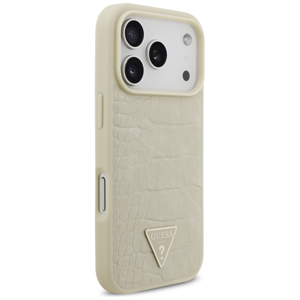 GUESS dėklas IPHONE 17 Pro, suderinamas su MagSafe GUHMP17LPCRTHCD (PU krokodilo trikampio logotipas) auksinis